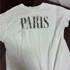 aerie White Short Sleeve Tee with PARIS Graphic
